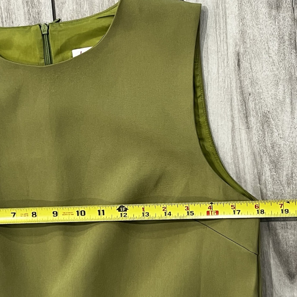 La'Ros Feather Trim Crop Top Women Medium Olive Green Excellent Sleeveless Glam - Picture 3 of 7